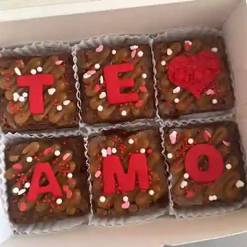 Combo Caja X6 Brownies Te Amo