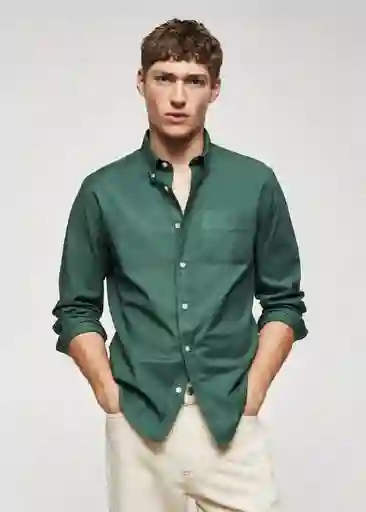 Camisa Oxford Verde Talla XL Hombre Mango