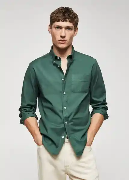 Camisa Oxford Verde Talla XL Hombre Mango