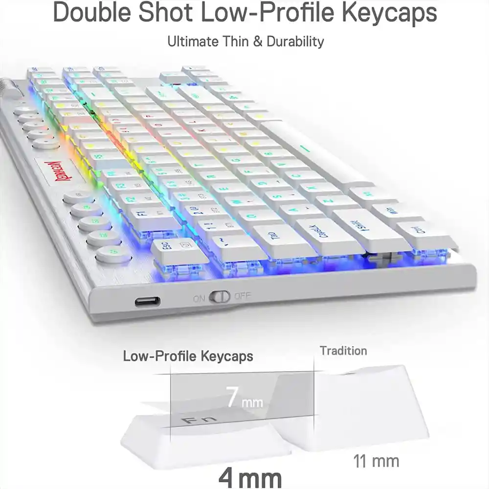 Teclado Horus K621w Inalámbrico Redragon Tkl Blanc Rgb