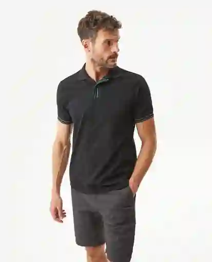 Camiseta Striped Placket Polo Negro Sombrio T S Chevignon