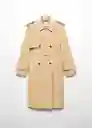 Abrigo Trench Fluid Camel Talla XL Mujer Mango