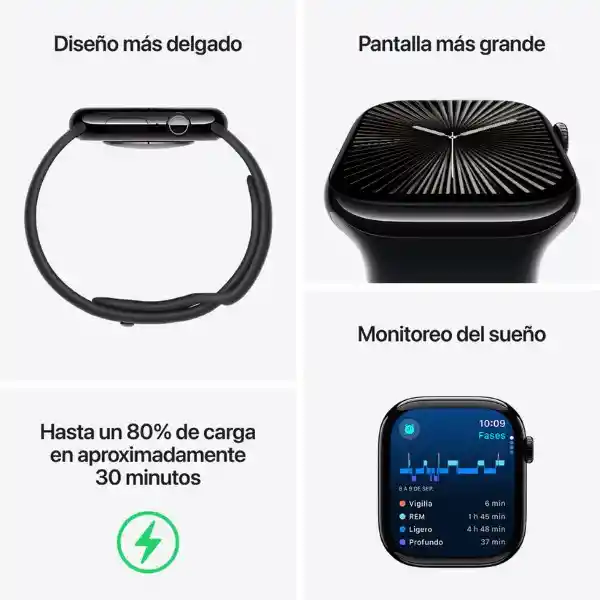 Apple Watch Series 10 Gps Jet Black Aluminium Sport M/L 42 mm