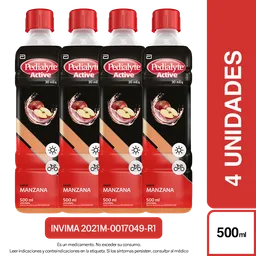 4 x Pedialyte Active 30 Zinc Manzana 500 mL