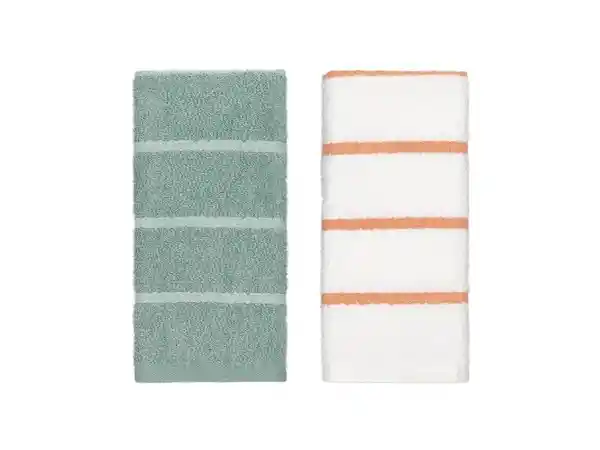 Set Paño Cocina Terry Verde y Blanco Casaideas