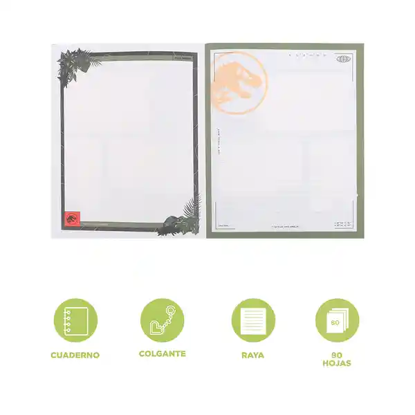 Cuaderno Con Llavero Serie Jurassic World Miniso