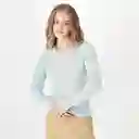 Camiseta Cuello Redondo Manga Larga Azul Talla XS 716734