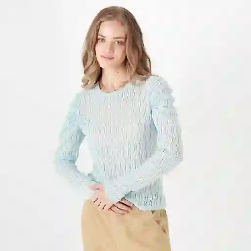 Camiseta Cuello Redondo Manga Larga Azul Talla XS 716734