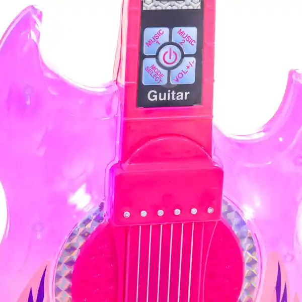 Techno Music Guitarra de Juguete Con Luces y Gafas Rosada