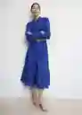 Vestido Merides Azul Talla M Mujer Mango