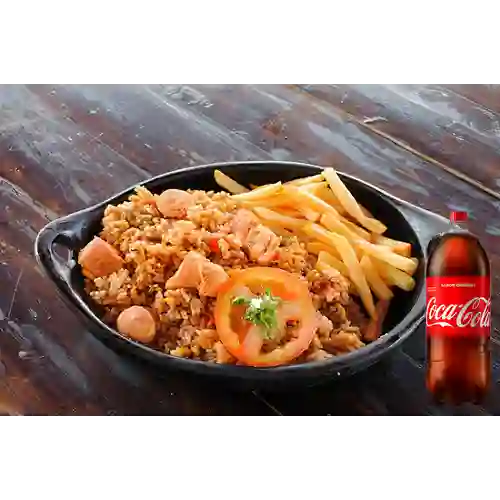 Combo Arroz Mixto c/ Chuleta +Cocacola Orig 3 l