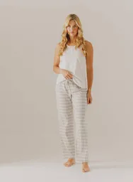 Pantalon Largo En Punto M - Raya Gris