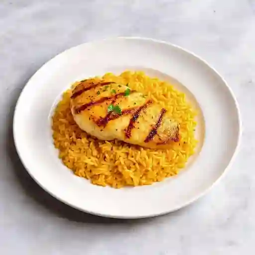 Arroz español mas presa de pollo