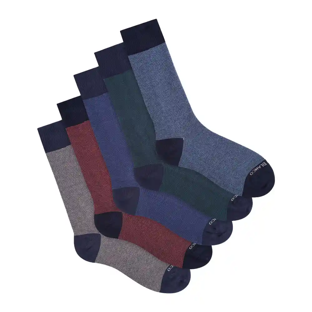 Medias Casuales Largo Masculino Brecia X5 Punto Blanco Talla 10-12