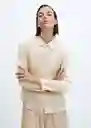 Camisa Plisi-W Crudo Talla M Mujer Mango