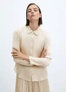 Camisa Plisi-W Crudo Talla M Mujer Mango