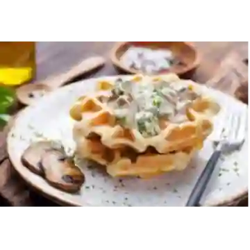 Waffle de Pollo con Champiñón