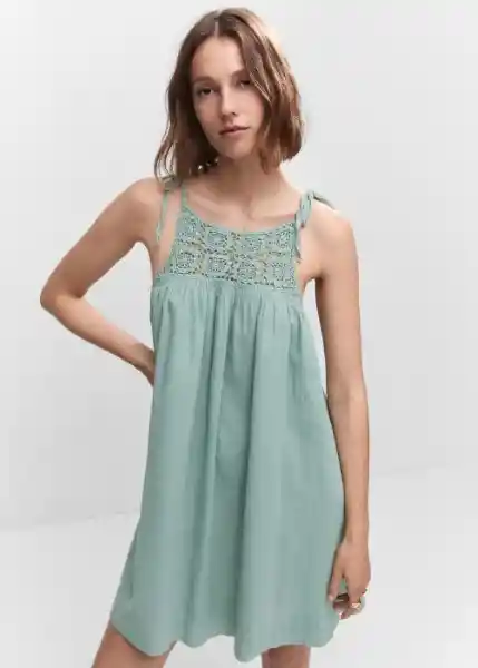 Vestido Linda Verde Talla L Mujer Mango