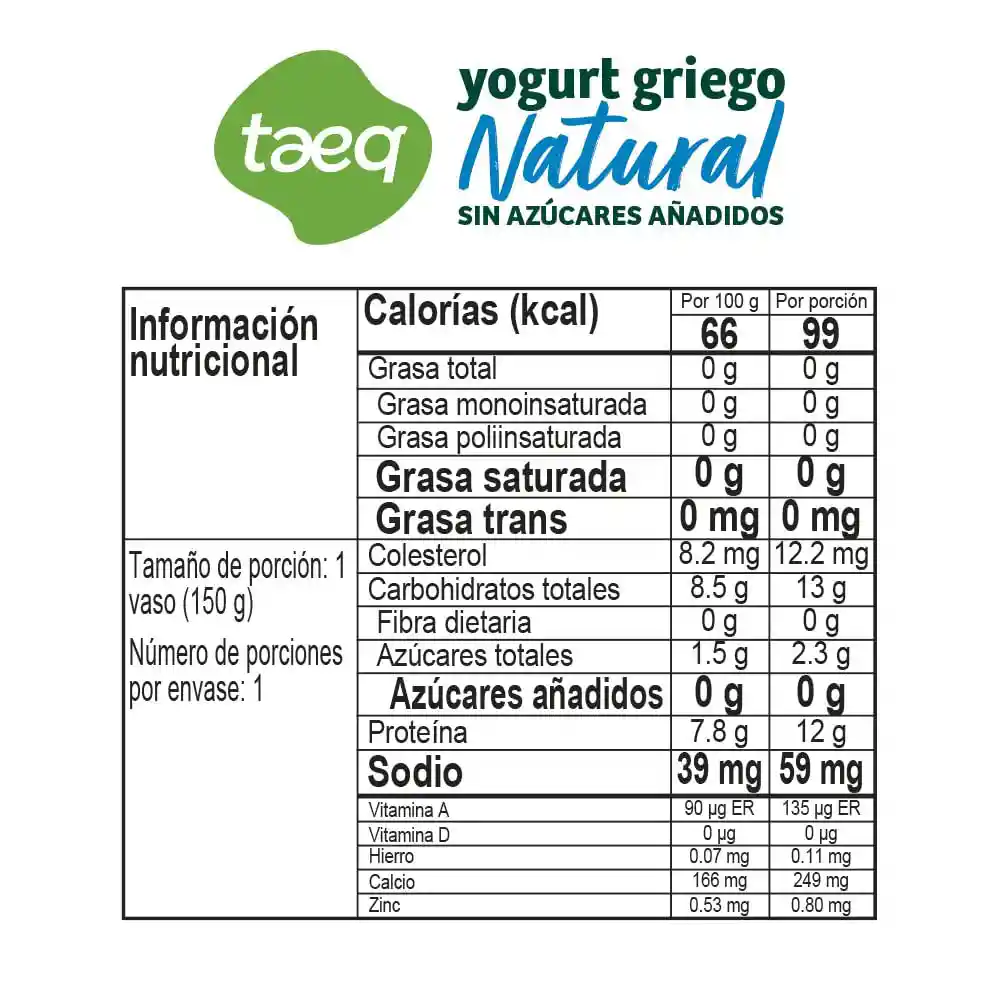 Taeq Yogurt Griego Natural