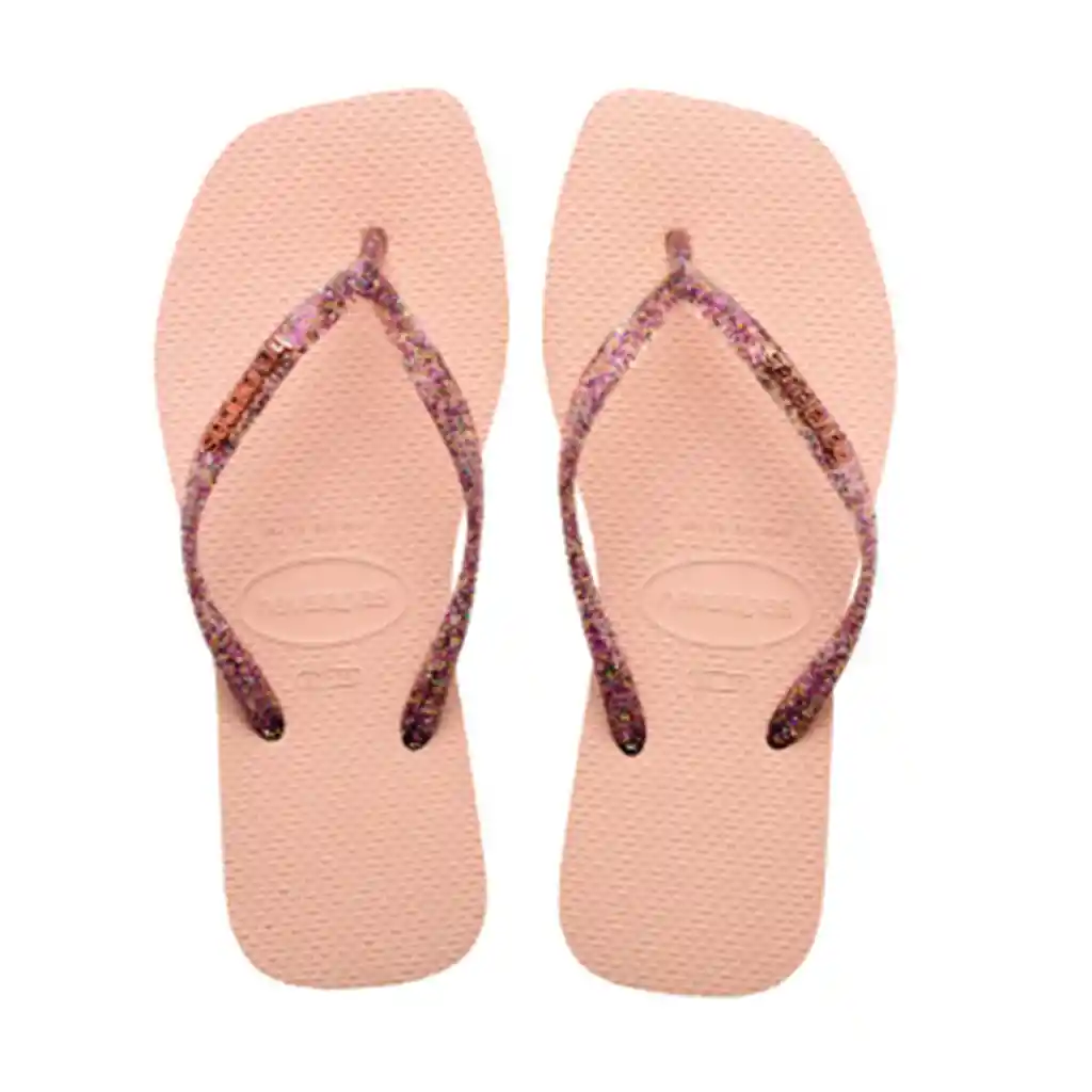 Sandalia Havaianas Mujer Slim Sq Logo Met Fc Rosa Ballet Talla 35/36