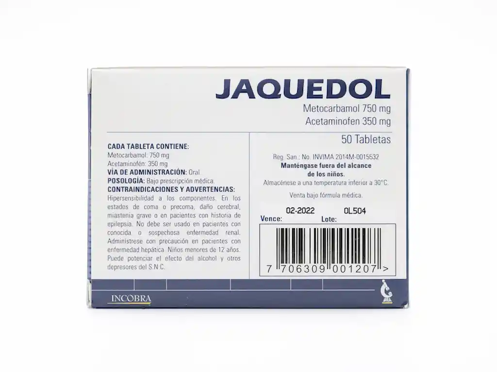 Jaquedol 750/350 Mg x 50 Tabletas