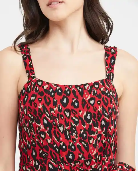 Vestido Corto Animal Print Wrap Rojo Salsa Oscuro S Chevignon