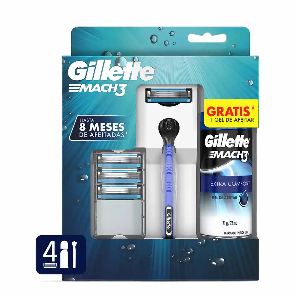 Gillette Kit Máquina Recargables y Gel para Afeitar Mach 3