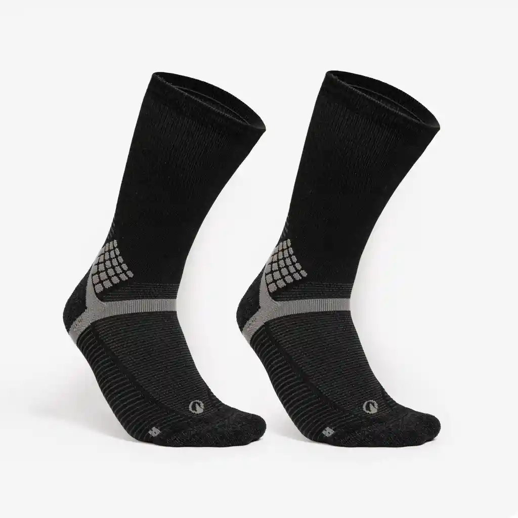 Medias de Senderismo Caña Larga Kit 2 Pares Para Adultos Quechua Hike 500 Negro