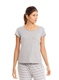 Camiseta Manga Corta en Punto Gris Jaspe Talla L Bronzini
