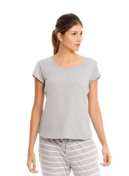 Camiseta Manga Corta en Punto Gris Jaspe Talla L Bronzini