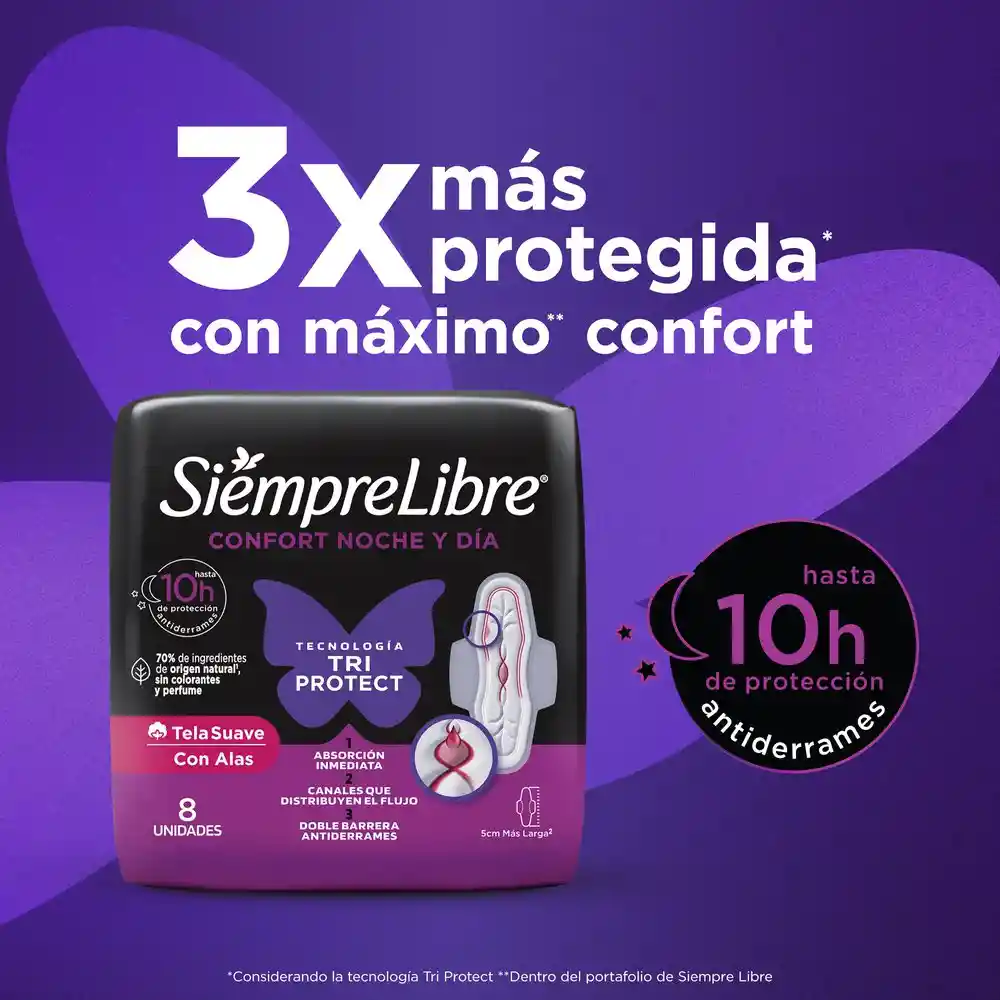Toalla Higiénica Stayfree Confort Noche y Día 8 Und