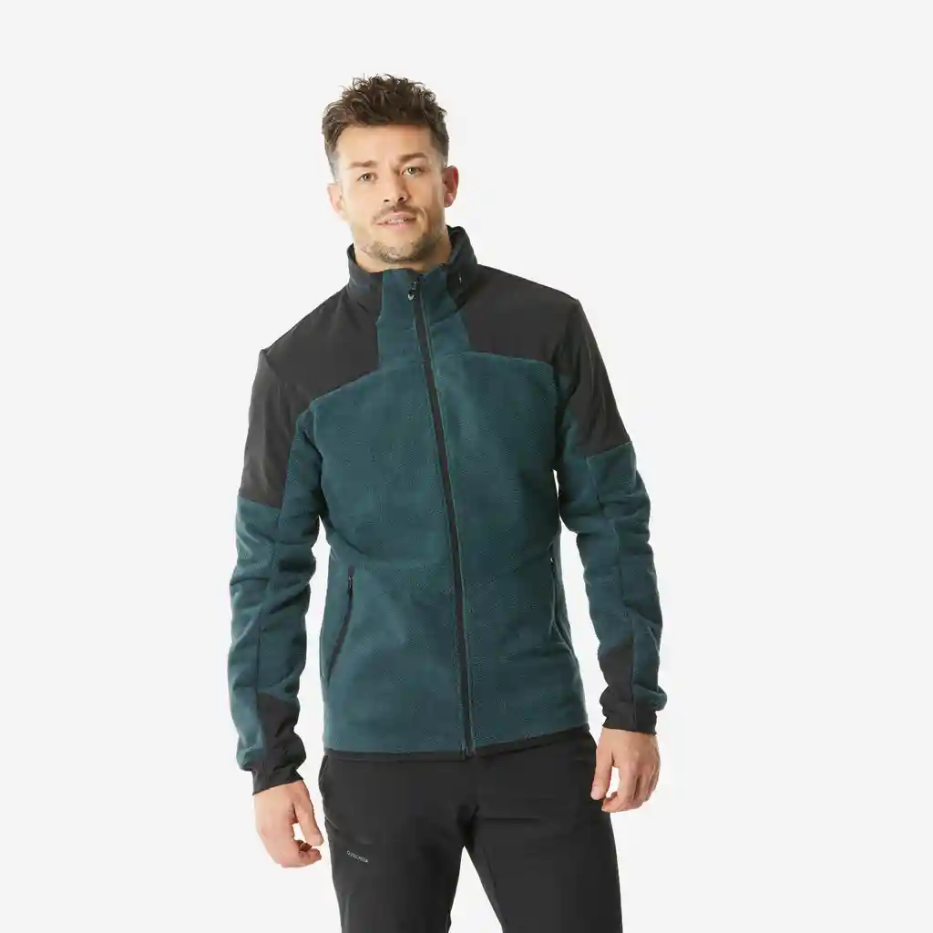 Chaqueta Polar Cálida de Senderismo Hombre Mh500 Mountain Verde