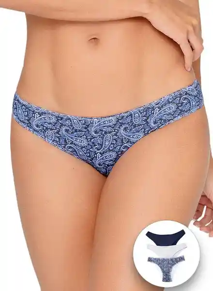 Fi-Formas Intimas Pack Tanga Mujer Azul Navy Talla M