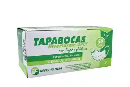 Inverfarma Tapaboca con Ligado Plástico Azul 