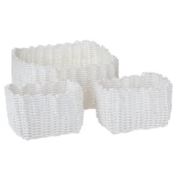 Set 3 Canastos Plásticos Blanco Diseño 0003