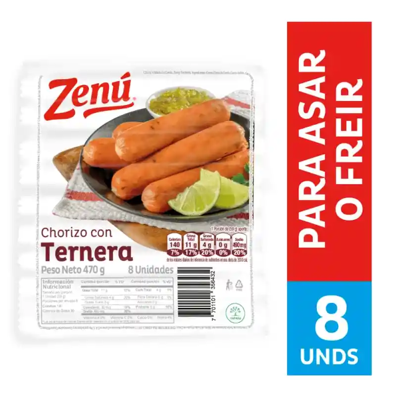 Zenú Chorizo con Ternera para Asar