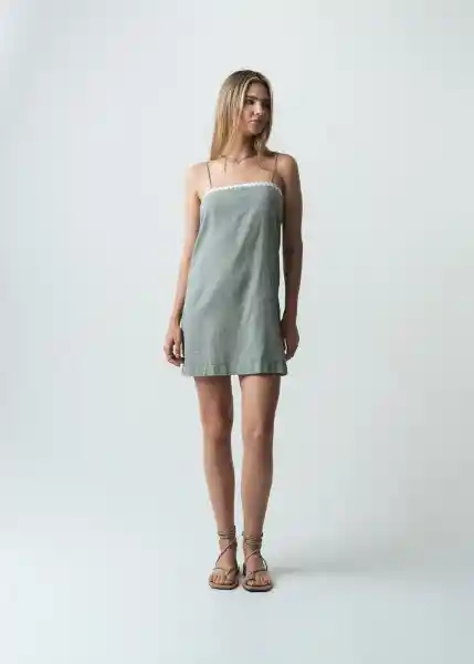 Vestido Liken Verde Calma Medio Talla M 472G377 Naf Naf