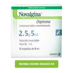 Novalgina 2.5g Inyectable Ampoyas 5mlX5 IMP BR