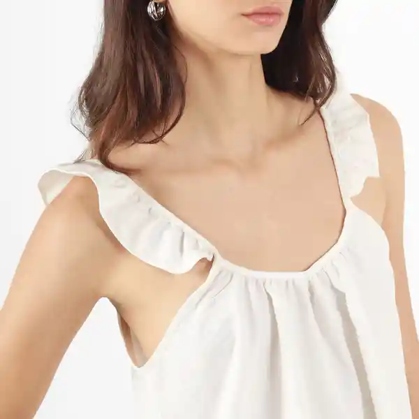 Blusa Cuello Strap Manga Tiras Blanco Talla XS 686938