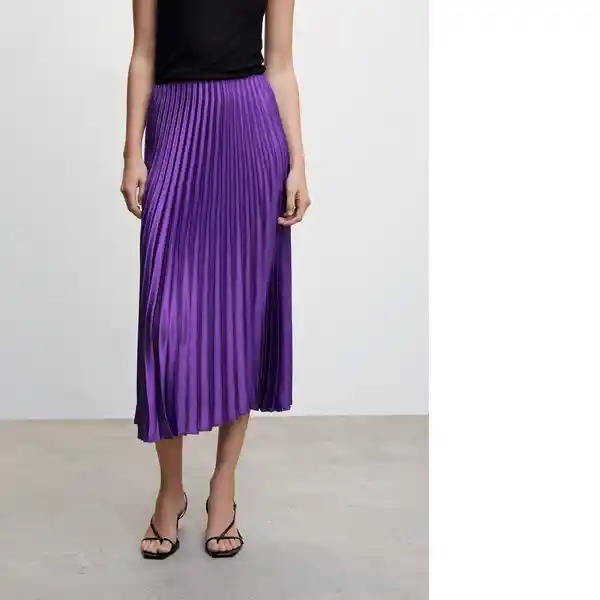 Falda Plisado Morado Talla 24 Mujer Mango