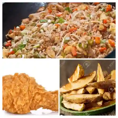 Arroz Frito con Pollo +Papas