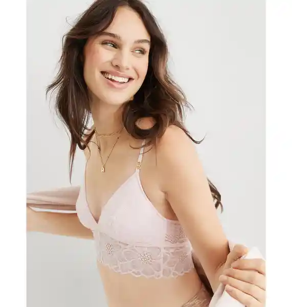 Brasier Bralette Aerie Mujer Color Rosa Small American Eagle