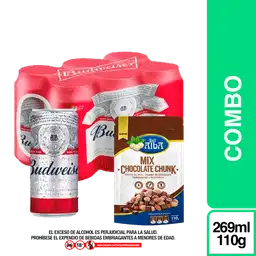 Combo Futbol Chunck Mix de Chocolate + Budweiser Six Pack