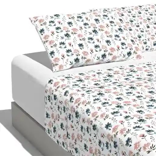 Sábana Estampada King Plus Microfibra 120 Gsm Diseño Flores Krea