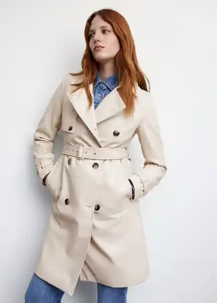 Gabardina Trench Polanapu Crudo Talla S Mujer Mango