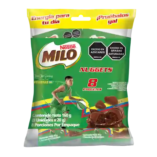 MILO NUGGETS cubiertos con sabor a chocolate 8 Unds x 160g