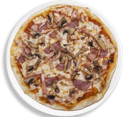 Pizza Tocineta Salami Champiñones