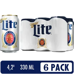 Miller Lite Cerveza Six Pack Cerveza Light 6 Latas