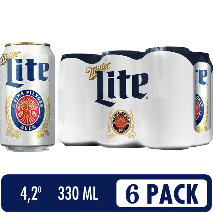 Miller Lite Cerveza Six Pack Cerveza Light 6 Latas