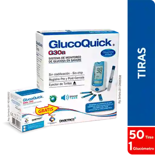 Glucometro Glucoquick Kit De Tira Reactiva +